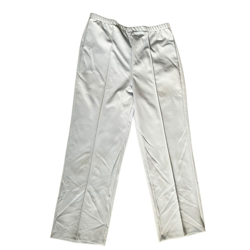 Vintage Light Blue Polyester Straight Leg Pants 29W Retro Minimalist Style